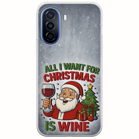 All I Want For Christmas Is - Wine Huawei Nova Y70 Flexible TPU (Διάφανη Σιλικόνη)