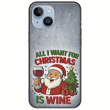 All I Want For Christmas Is - Wine iPhone 15 Black TPU (Μαύρη Σιλικόνη)