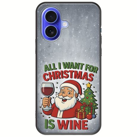 All I Want For Christmas Is - Wine iPhone 16 Black TPU (Μαύρη Σιλικόνη)
