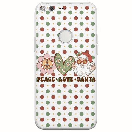 Peace Love Santa Google Pixel Flexible TPU (Διάφανη Σιλικόνη)