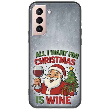 All I Want For Christmas Is - Wine Samsung Galaxy S21 FE 5G Black TPU (Μαύρη Σιλικόνη)