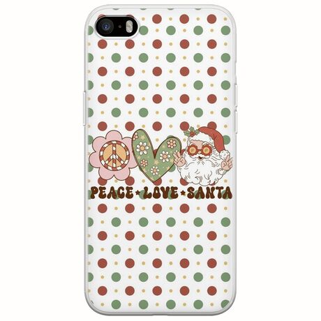 Peace Love Santa iPhone 5/5s/SE 2016 Flexible TPU (Διάφανη Σιλικόνη)