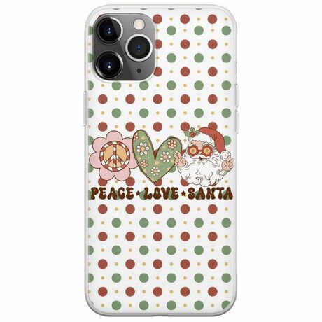 Peace Love Santa iPhone 11 Pro Max Flexible TPU (Διάφανη Σιλικόνη)