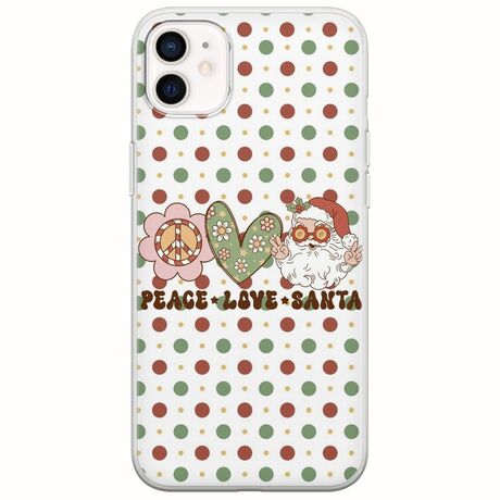 Peace Love Santa iPhone 12 mini Flexible TPU (Διάφανη Σιλικόνη)