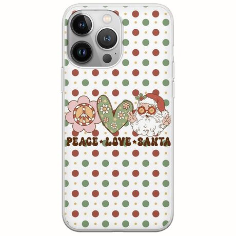 Peace Love Santa iPhone 13 Pro Max Flexible TPU (Διάφανη Σιλικόνη)