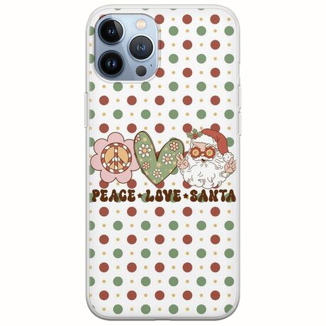 Peace Love Santa iPhone 12 Pro Flexible TPU (Διάφανη Σιλικόνη)