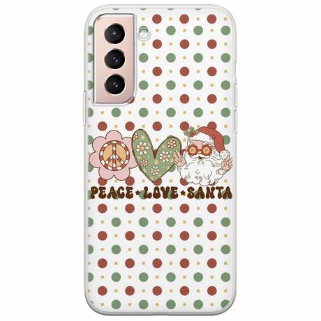 Peace Love Santa Samsung Galaxy S21 FE 5G Flexible TPU (Διάφανη Σιλικόνη)