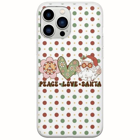 Peace Love Santa iPhone 14 Pro Flexible TPU (Διάφανη Σιλικόνη)