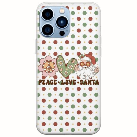 Peace Love Santa iPhone 14 Pro Max Flexible TPU (Διάφανη Σιλικόνη)