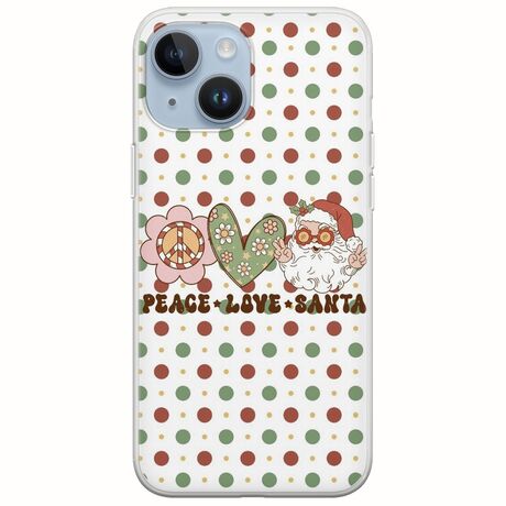 Peace Love Santa iPhone 15 Flexible TPU (Διάφανη Σιλικόνη)