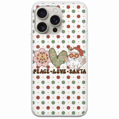 Peace Love Santa iPhone 16 Pro Flexible TPU (Διάφανη Σιλικόνη)