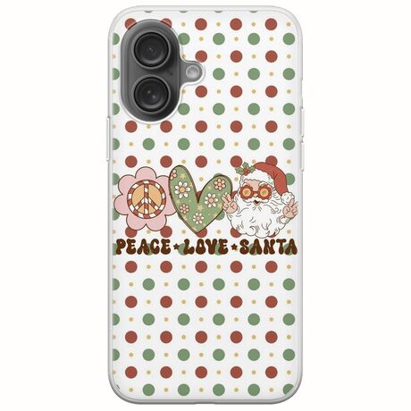 Peace Love Santa iPhone 16 Plus Flexible TPU (Διάφανη Σιλικόνη)