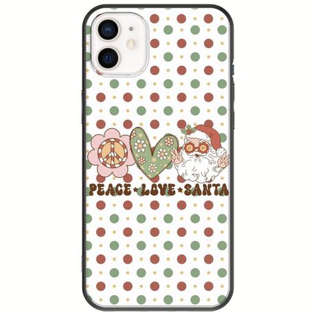 Peace Love Santa iPhone 12 Black TPU (Μαύρη Σιλικόνη)