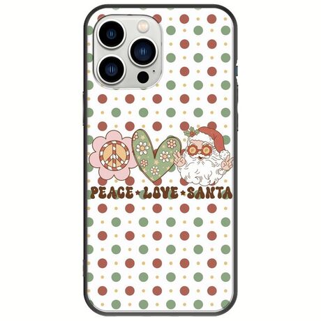 Peace Love Santa iPhone 14 Pro Black TPU (Μαύρη Σιλικόνη)