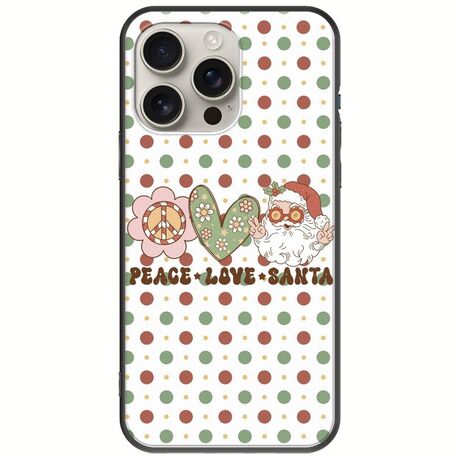 Peace Love Santa iPhone 16 Pro Black TPU (Μαύρη Σιλικόνη)