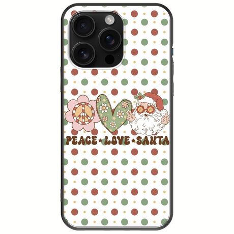 Peace Love Santa iPhone 16 Pro Max Black TPU (Μαύρη Σιλικόνη)