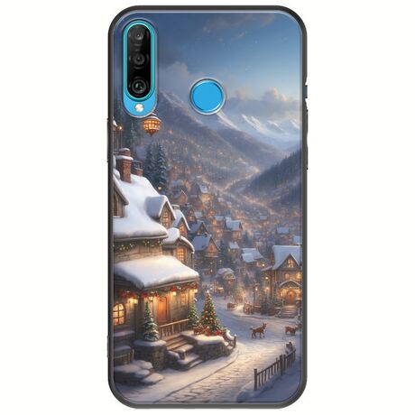 Cozy Christmas Village Huawei P30 Lite Black TPU (Μαύρη Σιλικόνη)
