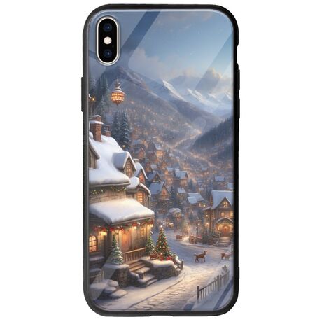 Cozy Christmas Village iPhone X / XS Groove TPU (Tempered Glass και TPU)
