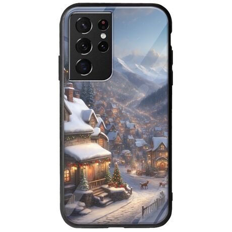 Cozy Christmas Village Samsung Galaxy S21 Ultra Groove TPU (Tempered Glass και TPU)