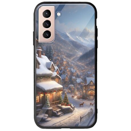 Cozy Christmas Village Samsung Galaxy S21 FE 5G Groove TPU (Tempered Glass και TPU)
