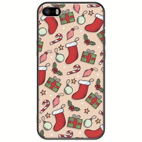 Cute Xmas iPhone 5/5s/SE 2016 Black TPU (Μαύρη Σιλικόνη)