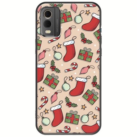 Cute Xmas Nokia C32 Black TPU (Μαύρη Σιλικόνη)
