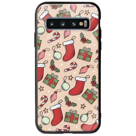 Cute Xmas Samsung Galaxy S10 Groove TPU (Tempered Glass και TPU)