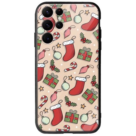 Cute Xmas Samsung Galaxy S22 Ultra Groove TPU (Tempered Glass και TPU)