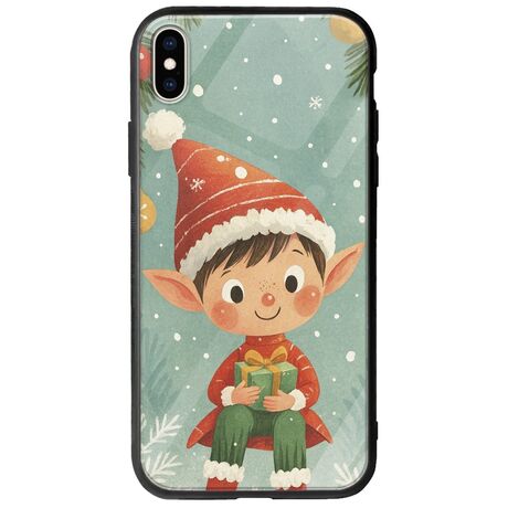 Smiling Elf Present iPhone X / XS Groove TPU (Tempered Glass και TPU)