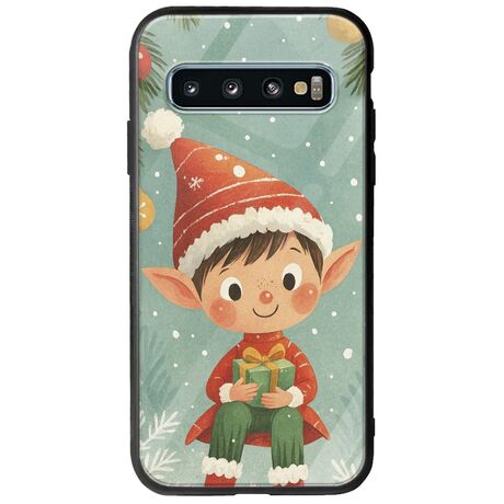 Smiling Elf Present Samsung Galaxy S10 Plus Groove TPU (Tempered Glass και TPU)