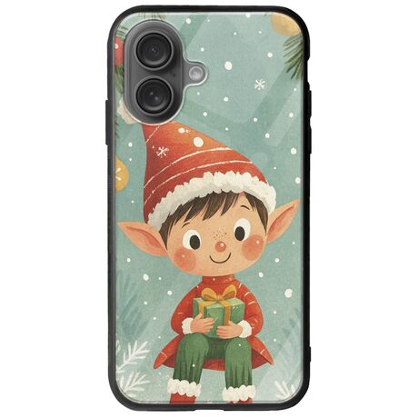 Smiling Elf Present iPhone 16 Plus Groove TPU (Tempered Glass και TPU)
