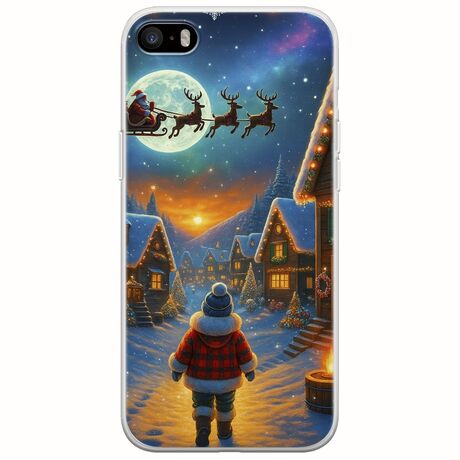 Santa Over The Village iPhone 5/5s/SE 2016 Flexible TPU (Διάφανη Σιλικόνη)