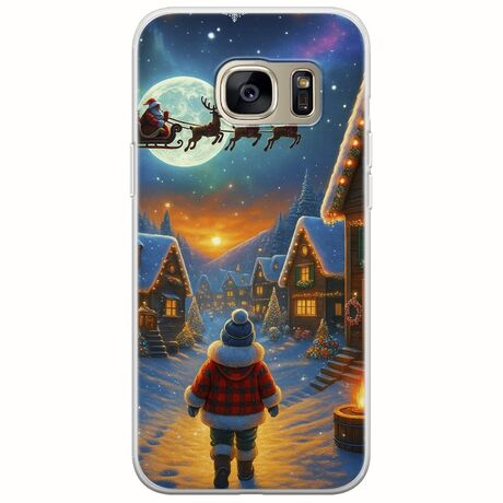 Santa Over The Village Samsung Galaxy S7 Edge Flexible TPU (Διάφανη Σιλικόνη)