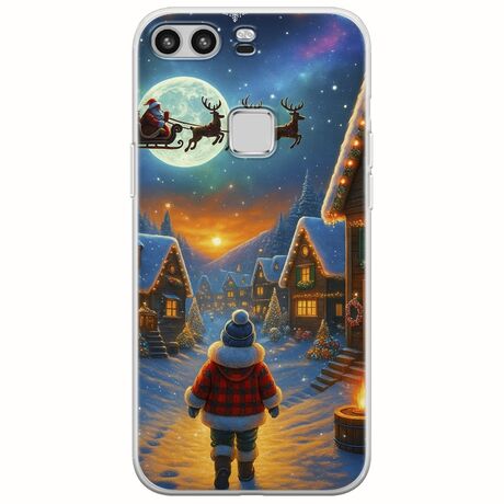 Santa Over The Village Huawei P9 Lite Flexible TPU (Διάφανη Σιλικόνη)