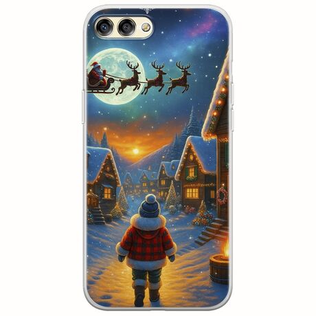 Santa Over The Village Huawei Honor View 10 Flexible TPU (Διάφανη Σιλικόνη)