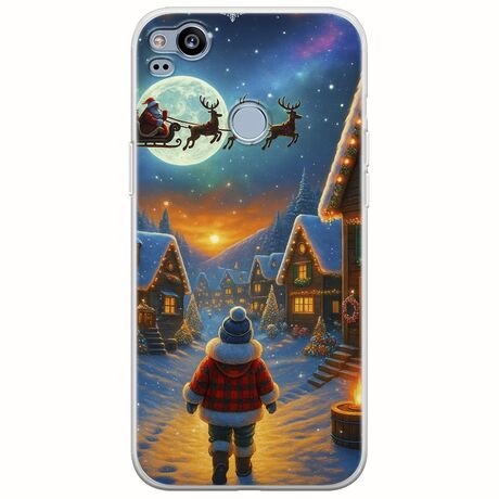 Santa Over The Village Google Pixel 2 Flexible TPU (Διάφανη Σιλικόνη)