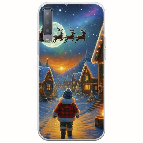 Santa Over The Village Samsung Galaxy A7 2018 Flexible TPU (Διάφανη Σιλικόνη)