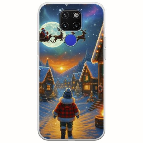 Santa Over The Village Huawei Mate 20 Flexible TPU (Διάφανη Σιλικόνη)
