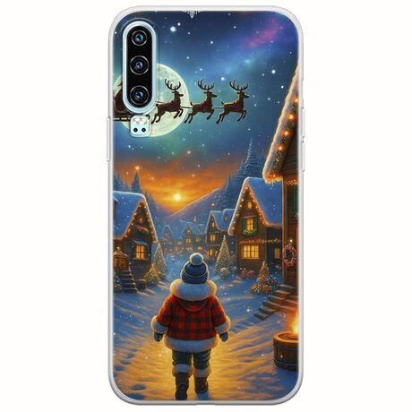 Santa Over The Village Huawei P30 Flexible TPU (Διάφανη Σιλικόνη)