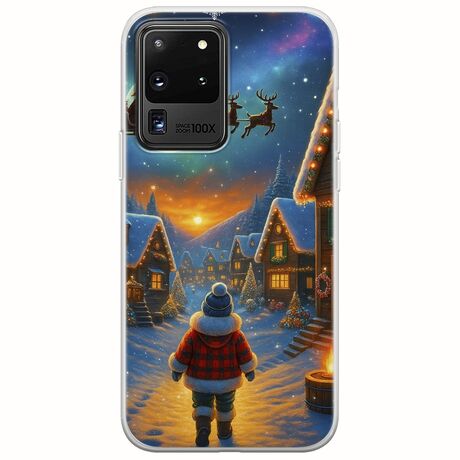 Santa Over The Village Samsung Galaxy S20 Ultra Flexible TPU (Διάφανη Σιλικόνη)