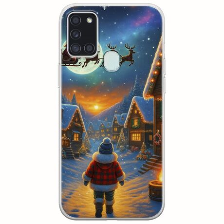 Santa Over The Village Samsung Galaxy A21s Flexible TPU (Διάφανη Σιλικόνη)