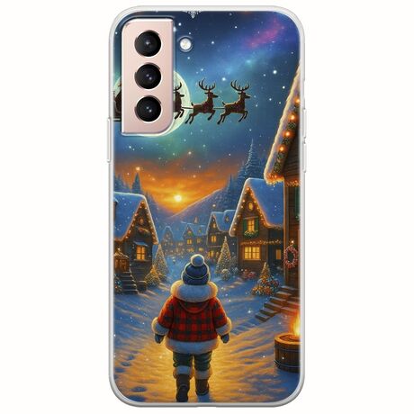 Santa Over The Village Samsung Galaxy S21 FE 5G Flexible TPU (Διάφανη Σιλικόνη)