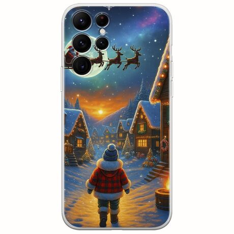 Santa Over The Village Samsung Galaxy S22 Ultra Flexible TPU (Διάφανη Σιλικόνη)
