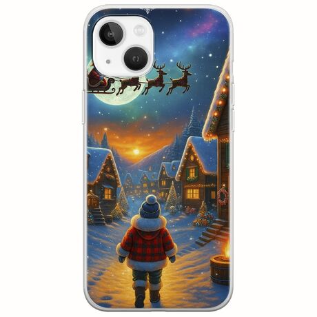 Santa Over The Village iPhone 14 Flexible TPU (Διάφανη Σιλικόνη)