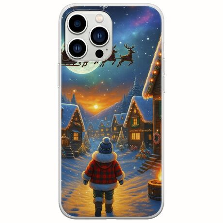 Santa Over The Village iPhone 14 Pro Flexible TPU (Διάφανη Σιλικόνη)