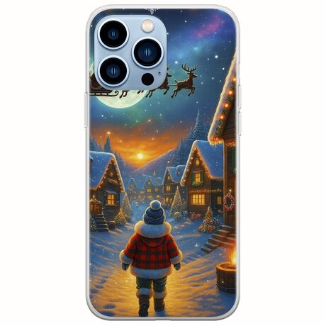 Santa Over The Village iPhone 14 Pro Max Flexible TPU (Διάφανη Σιλικόνη)