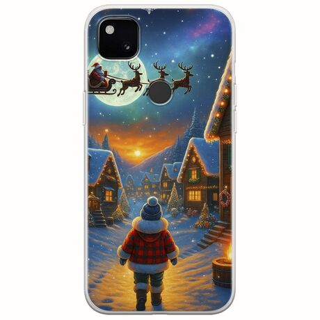 Santa Over The Village Google Pixel 4a 4G Flexible TPU (Διάφανη Σιλικόνη)