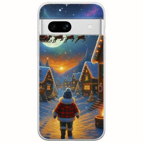 Santa Over The Village Google Pixel 7a 5G Flexible TPU (Διάφανη Σιλικόνη)