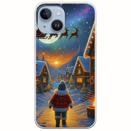 Santa Over The Village iPhone 15 Flexible TPU (Διάφανη Σιλικόνη)