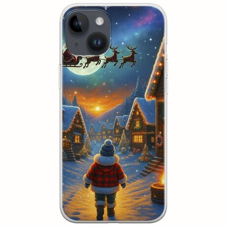 Santa Over The Village iPhone 15 Plus Flexible TPU (Διάφανη Σιλικόνη)